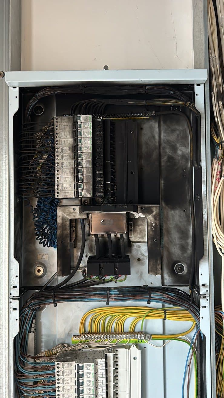 A short circuit within a distribution board
